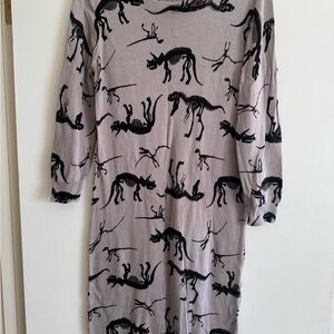 Modcloth Gray and Black Dinosaur Print Dress